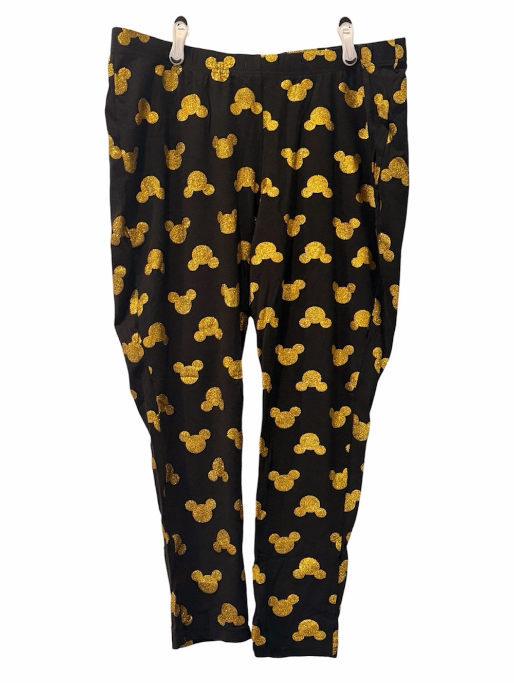 Torrid x Disney Black Leggings with Metallic Gold Mickey Print
